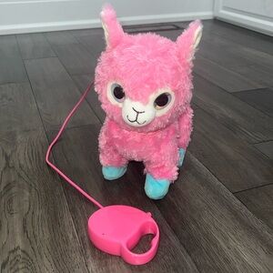 Electronic plushy like walking pet with remote control leash